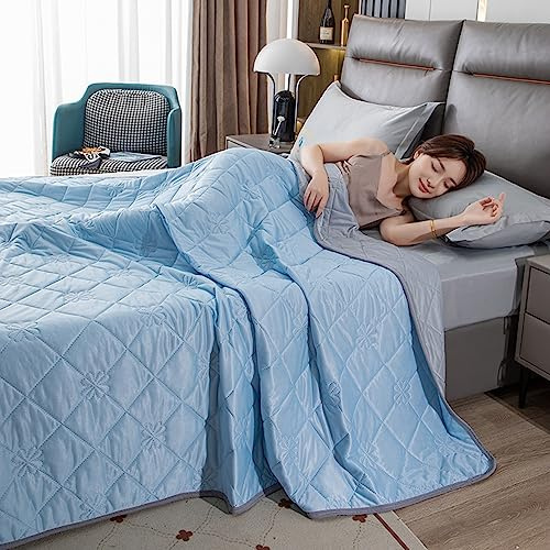 Vulaop Kühlende Decke 150x200cm, Sommerdecke mit Doppelseitigem Kühleffekt, Atmungsaktive Bambusfaser-Nylon-Mischung, weiche Sofadecke Reisedecke, Maschinenwaschbar (150 * 200-C)
