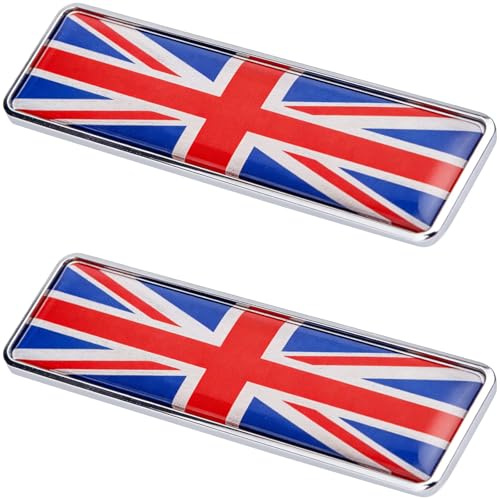 Auto-Aufkleber, Union Jack, 3D-Flagge, Zinklegierung, Metall, Auto-Emblem, 10,4 x 3 cm, britische Karosserie-Dekoration für Auto, Motorrad, Fahrzeuge, mehrfarbig, 2 Stück