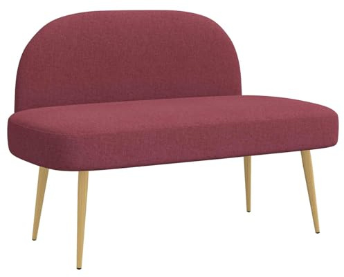 Foknhdi Banksofa mit Rückenlehne 110 cm, Weinrot Polsterbank Zweisitzer für Esszimmer Wohnzimmer, Modernes Küchensofa mit Stoffbezug und Metallbeinen, Belastbar bis 110kg/Sitz