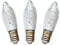 AUSWAHL 8V - 55V - netSells - 3er Set - 24V 3W Topkerze Riffelkerze Spitzschaftkerze - für Schwibbogen u. Lichterketten - für INNEN - für 10 Brennstellen - klar