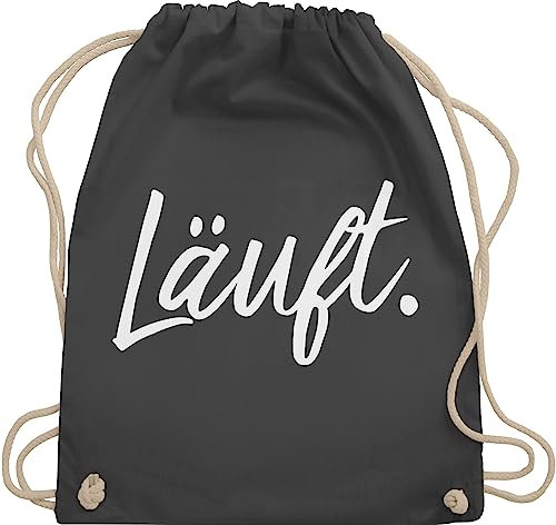 Shirtracer Turnbeutel Rucksack - Sprüche - Läuft - Statement - Unisize - Dunkelgrau - lustige mit aufschrift typo beutel taschen statements laeuft stoffbeutel festival sprüchen läuft. beuteltasche
