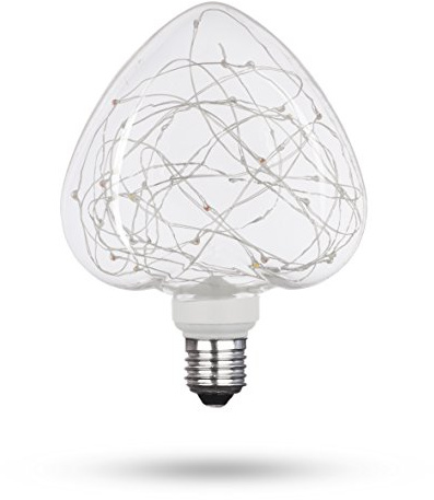 XQ-lite LSO-04031 LED-Leuchtmittel STARRY dekorative Lichterkette in herzförmiger Glühbirne, 50 lm, Glas, E27, 1.5 W, 19 x 13.2 x 8.3 cm