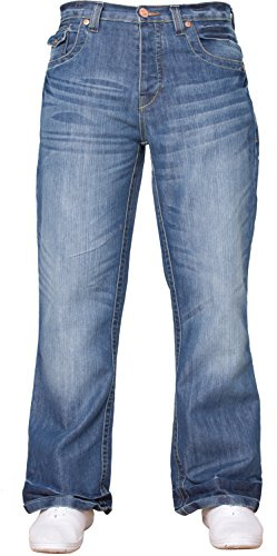 APT Män basic blå passform tossor brett ben utsvängda arbete lediga jeans plus storlekar finns i 3 färger