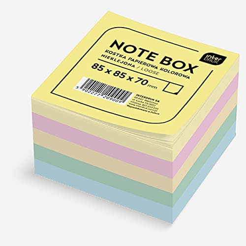 Interdruk Zettelklotz - Notizklotz - Ersatzpapier für Zettelbox - 85 x 85 x 70 mm - Circa 700 Lose Blätter - Mehrfarbig