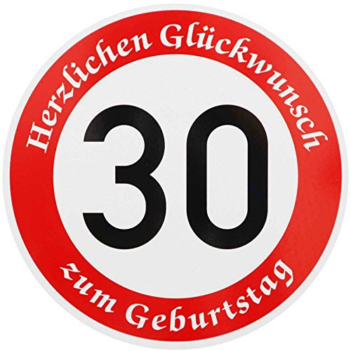 ORIGINAL 30 km/h VERKEHRSSCHILD * 60 CM Ø GROSS * MIT GEBURTSTAGSTEXT als Sonderschriftzug zum Geburtstag als Geburtstagsgeschenk Verkehrszeichen Geschenk Geburtstagsschild Straßenschild Schild 600mm