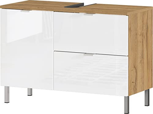 GERMANIA DIE MÖBELMACHER Armario bajo WB, Grandson-Roble-NB.,Blanco, B,H,T 80,56,34 cm