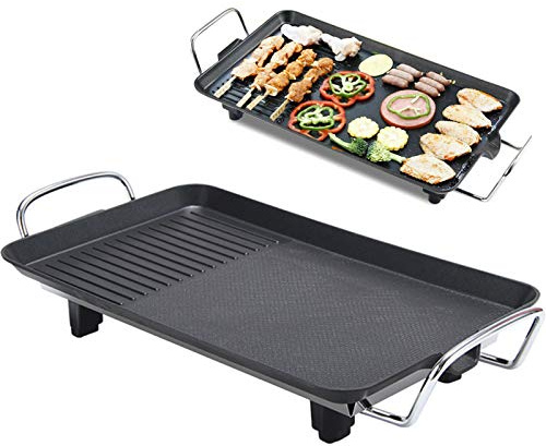 Smokeless Electric Grill Indoor Grill Plate 1500W Teppanyaki Table Grill Pan for BBQ Non Stick with Adjustable Temperature Large Size 48 x 27cm