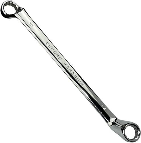 AERZETIX - C45488 - Polygonaler Schraubenschlüssel Doppel - Gegengewinkelt 14x15mm - Manueller Ringschlüssel CR-V-Stahl für/Anziehen/Montage/ - Polierter Griff 12 Seiten Bi-Sechseckig - Farbe Silber