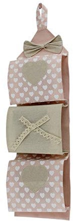 Vetrineinrete® Portarotolo in tessuto da appendere 3 posti porta rotoli carta igienica da muro stile shabby chic bagno (Rosa) E47