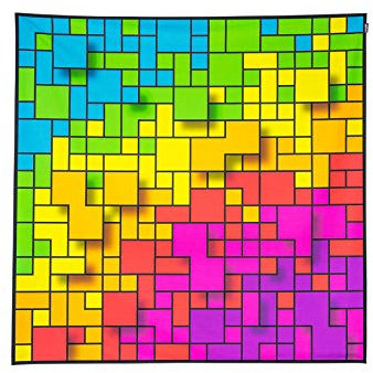 PSYWORK Schwarzlicht Stoffposter Neon | Fancy Rainbow Pixel | 1,45 x 1,45m | UV-aktiv | fluoreszierend | Wandbehang Stoffbanner Poster Wandbild Kunstdruck Dekobild Dekoration Wandteppich