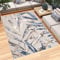 TAPISO Patio Teppich Indoor Outdoor Grau Blau Creme Blätter Sisal Optik Strapazierfähig Flachgewebe Terrasse Wohnzimmer Balkon ÖKO-TEX 140 x 200 cm