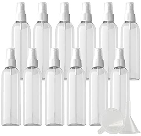 ZEOABSY 24 Piezas Transparente Botella de Spray de Plástico con Pulverizador Blanco, 200 ml Conjunto de Atomizador de Viaje de Niebla Fina Tamaño de Viaje de Botella Limpieza Casa Contenedores