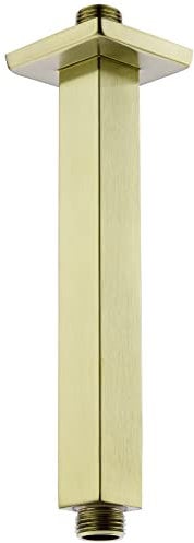 BESTILL 8 Inch Brushed Gold Ceiling Mount Shower Arm and Flange, Square