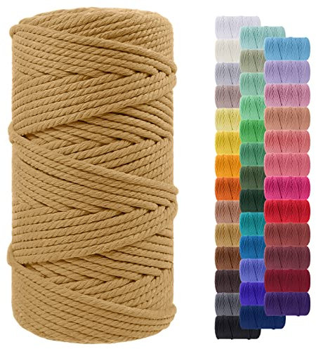 LEREATI Corda Macrame 5mm x 100m, Filo Macrame Cordoncino Cotone Grosso Corda Colorata, Cordino per Borse Uncinetto, Arazzo da Parete, Cesto di Piante Appeso, Decorazioni Fai Da Te (Caffè)