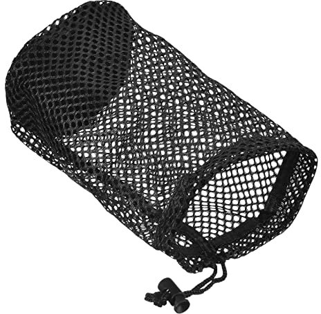 PATIKIL 8.7x5.1 Golf Ball Bag, Nylon Drawstring Mesh Bag Storage 24-32 Balls with Cord Lock Closure for Golf Tennis Sports, Black