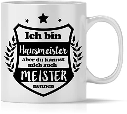 mindmonkeys® Tasse mit Spruch Ich bin Meister Hausmeister Hausmeister zum Geschenk Geschnekidee zum Geburtstag Danksagung Keramik 300 ml