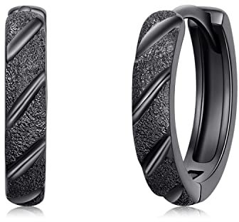 Black Earrings 925 Sterling Silver Black Huggie Hoop Earrings Punk Minimalist Jewellery Gifts For Men Women