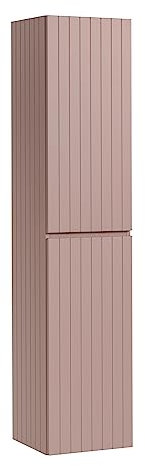 Muebles Slavic Iconic Rose, Mobile da bagno a sospensione, ante a coste, colore rosa opaco