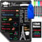 Magnetic Dry Erase Menu Board - A3 / 40x30 cm, Black - Weekly Meal Planner Blackboard for Fridge - Use for Dinner Menus & Grocery Lists - Includes 4 Neon Chalk Markers & Cloth Eraser - by Yes4Quality
