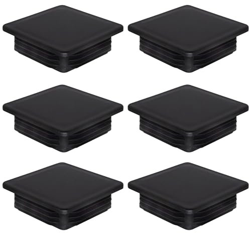 SKIR'CO (6 pièces) Bouchons Carrés en Plastique 90 x 90 mm, Embouts de Tube Mat, Inserts de Tube Carré, Bouchons de Poteau de Clôture, Noir RAL 9005
