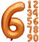 Orange Geburtstag Ballon Zahl 6 in Farbe Riesen Folienballon Mylar Helium luftballon für Hochzeit Babyparty Jubiläum Geburtstagsdeko Mädchen Jungen Happy Birthday Party Deko