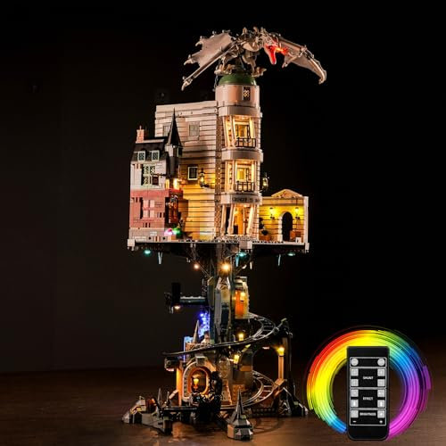 Fernbedienung Licht-Kit Kompatibel mit Lego Gringotts Wizarding Bank – Collectors' Edition (Kein Modell), Led Beleuchtungs Set für 76417 Gringotts Zaubererbank – Sammleredition Kreative Spielzeug