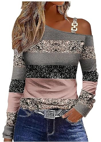 AMhomely Ladies Tops Clearance Women's Long Sleeve Shirt Sexy Cold Shoulder Tops Tunic Blouse Y2K Going Out Tops Casual Slim Fit T Shirt Pullover Sweatshirts Basic Tees Dressy Fall Clothes