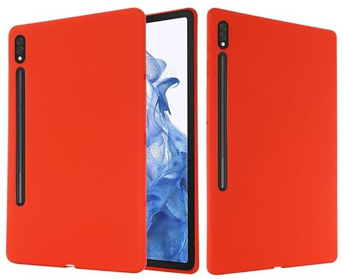 Funda para tablet Samsung Galaxy Tab S8 Ultra de 14.6 pulgadas 2022 (X900 X906), funda de silicona líquida, goma de gel suave flexible, cubierta protectora a prueba de golpes, color rojo