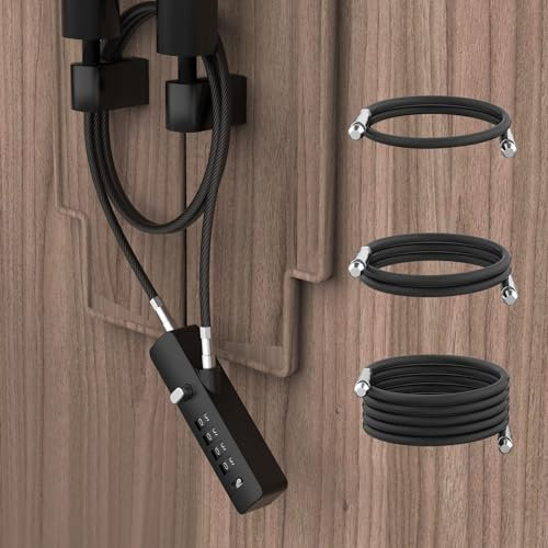 MeBantoo Cable Locks with Combination, Wire Rope 4-Digit Combination Ski Lock with 3 Lengths Steel Cables for Closet Door, Gate, Bike, Luggage, Cabinet, Wardrobe, Fence, Fridge (Black - 1pc)