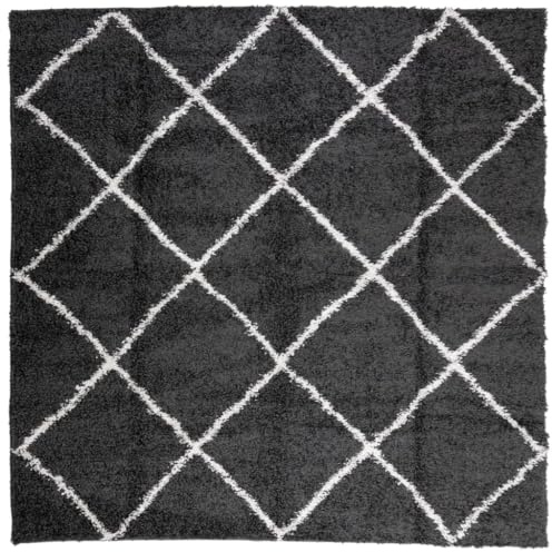 vidaXL Teppich Shaggy Hochflor, Bodenteppich Weich Flauschig, Flächenteppich für Wohnzimmer Schlafzimmer Flur, Flurteppich Hochflorteppich, Modern, Creme Schwarz 160x160cm