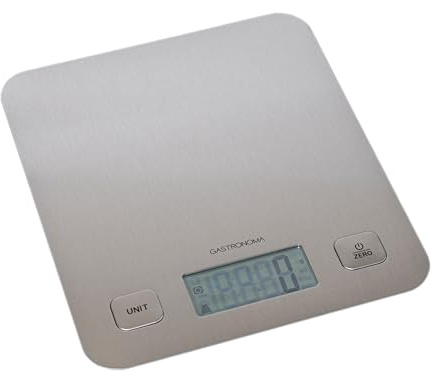 Gastronoma Küchenwaage - Küchenwaage Digital 5 kg - Schwarz/Edelstahl | Waage Küche 1g Genau - Edelstahlplatform - LCD Display