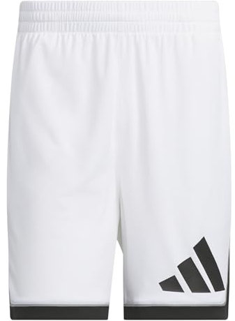adidas Men's Basketball Badge of Sport Short, White/Black, S 7 inch