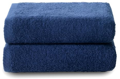 Top Towel - Plus - Toallas de baño grandes - Toallas baño - 2 toallas de mano o lavabo- 50x100 cms - Algodon 100% - Marino