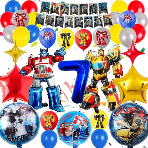 35 Stück Transform Geburtstagsdeko, Transformer Deko für 7. Geburtstag Junge, Ballon Set für Kinderfeste, Themenorientierte Geburtstagsfeier
