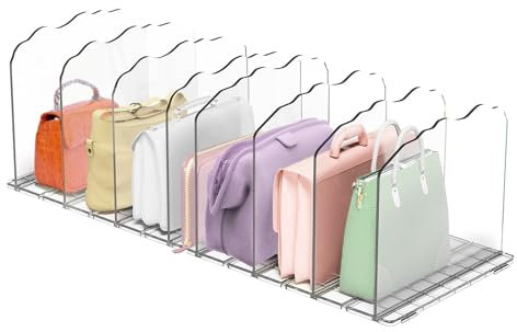 Handtasche Lagerung Veranstalter für Schrank, klar Schrank Tasche Lagerung Teiler Rack einstellbare Regal Handtasche Teiler für Schrank Organisation Handtasche Separatoren Schrank Handtasche Veransta