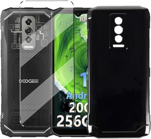 Coque et 1Pcs Verre trempé Protection Compatible with Doogee Blade 10 Ultra Coke Coque de Protection Compatible with Doogee Blade 10 Ultra étui Housse Etui Protection et protège écran Antichoc,Black