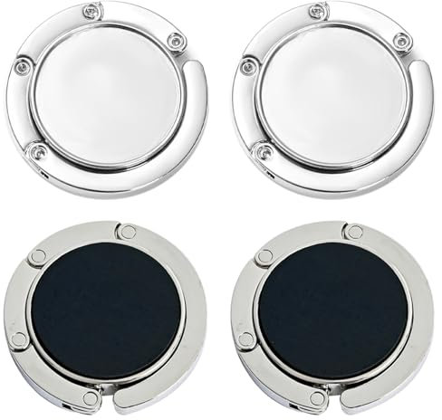 4 Stück Taschenhalter Für Tisch, Faltbar Handtaschenhalter Für Tisch, Silberner Tisch Haken Für Tasche, Klein Und Kompakt Bequem Für Schreibtisch, Büro, Restaurant, Bar