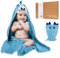 Baby Badetuch mit Kapuze Kapuzenhandtücher mit Waschlappen Kinder Jungen Mädchen 90x90cm