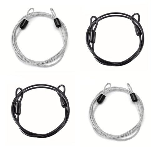 4 PCS Bike Lock Cable, Bicycle Lock, Bike Cable, Steel Lock, Wire Lightweight Cable Lock,Double Loop Steel Lock,Used for Scooter, Bicycle, Luggage Compartment Padlock(Black,Silver,1M)