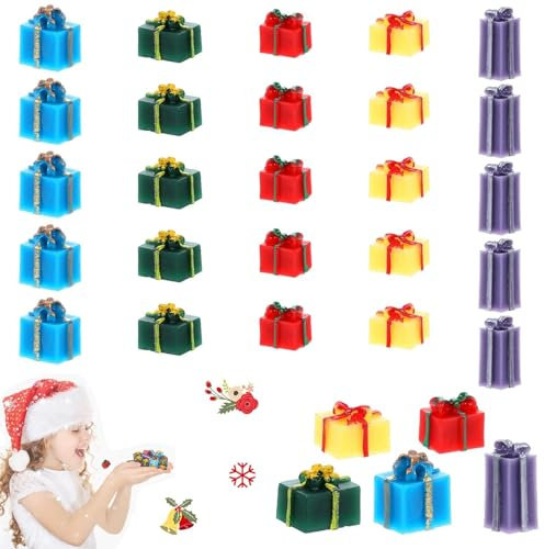 SKJAXF 25 Mini Christmas Tree Decorations - Miniature Resin Decorations for DIY Craft Phone Case Making Supplies