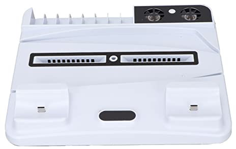 Rankomu forPS5 Charger Cooling Dock Controller Charging Cooling Base, Fast Vertical Stand Game Handle Charger Dock with 3 Wind Speed, LED Light for PS5, White
