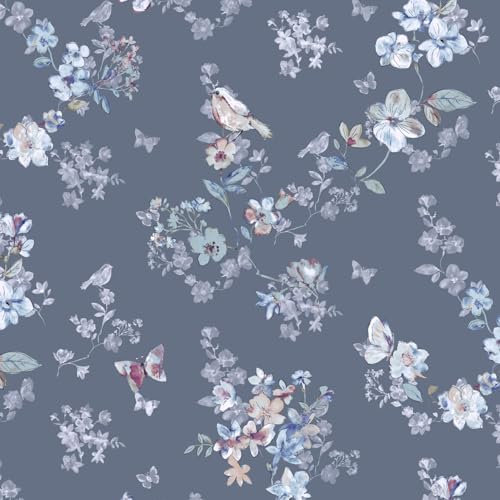 VmG-Store Baumwollstoff Meterware 140cm Breite Stoffe zum Nähen Nähstoff Kinderstoff für Kissen Babykleidung Kinderkleidung DIY (Blüten Vogel Bb057)