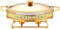 CWCQGH Chafing Dish Rotondo da Buffet da 3 Litri, Set di scaldavivande in Acciaio Inox con vaschetta per l'acqua, vaschetta per Il Cibo, Contenitore per Il combustibile e c,Gold