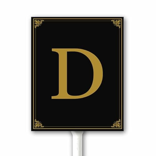 Panneau de nom de famille pour extérieur - Monogramme en métal - Lettre D - Nom de famille - Initiale - Décoration de cour avec piquet - Cadeau pour voisins - Cadeau de mariage pour couples - 12 x 15