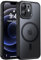 Newfuture Designed for iPhone 12 Case/iPhone 12 Pro Case with Magnetic [13 FT Military Drop Protection] [Compatible with Magsafe] Translucent Shockproof with Anti-Fingerprint Phone Case, Black