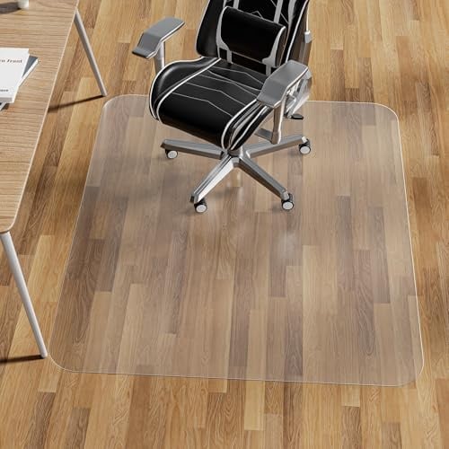 WASJOYE Office Chair Mat for Hardwood Floor, Large Desk Chair Mat 135x114cm (53''x45''), PVC Clear Floor Protector for Home and Office Floor Mat - Can't be Used on Carpet