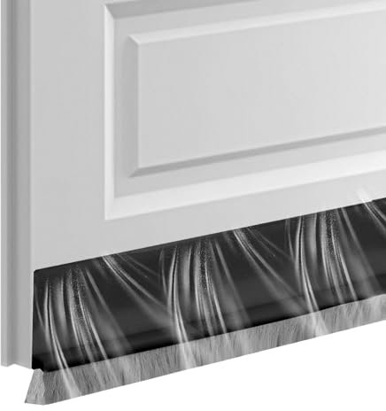 VEGCOO 100cm Isolation Phonique Porte, Joint Brosse Autocollant Découpé avec 1 Chiffon de Couleur Aléatoire pour Fenêtres Portes (Noir)