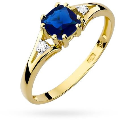 MARKO Courting Goldring Damen 585 Echtgold – Ring mit Stein in Blau, Rot oder Türkis – Verlobungsring Damen Schmuck – Liebesring mit Edelsteinen – Geschenk für Frauen - Fidget (Blau, 51 (16.2))