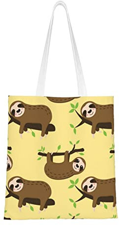 FZGGWYHL Borsa per la spesa con stampa di bradipi su limoni gialli
