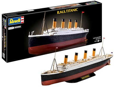 Revell 05497 R.M.S. Titanic (Click System) Échelle 1/600 non construite, pré-coloré, Click-Together (sans colle), kit de maquette en plastique